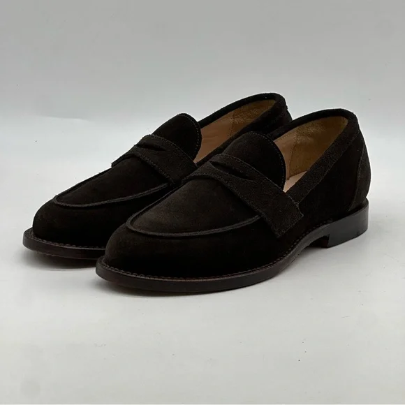 Grant Stone Brown Suede Penny Loafer. Size 7.5